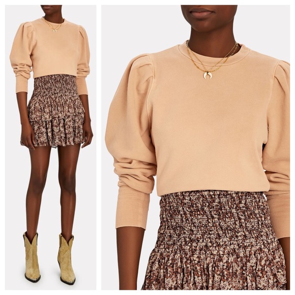 MOTHER Tops - Mother | The Curve Ball Puff Sleeve Sweatshirt | Toast | M